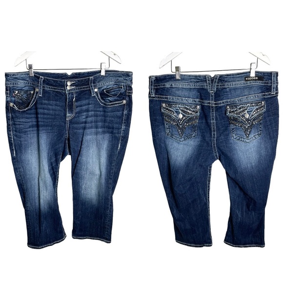 Vigoss Jeans Vigoss The New York Capri Beaded And Jeweled Denim